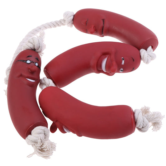 Sausage squeaky tug toy